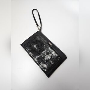 Coach Black Sequent Purse Zippered Clutch‎ Bag 5x8" Hand Bag Wristlet For Women